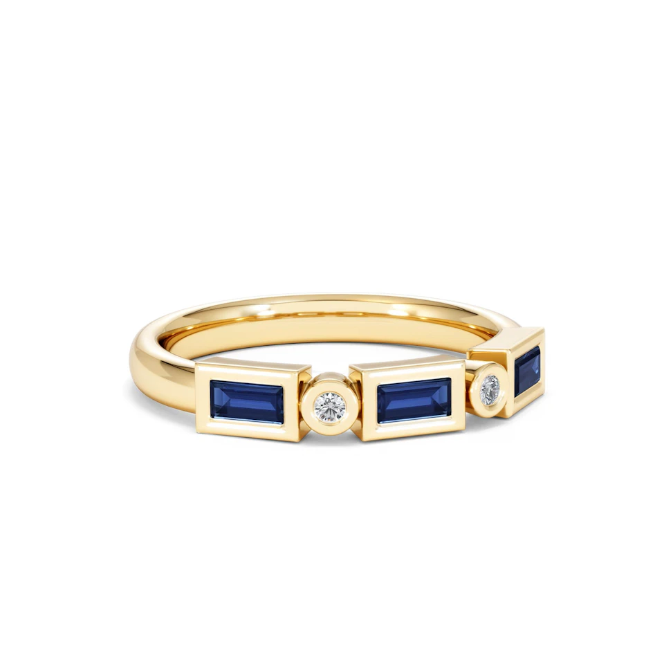 Forme 0.48ct Baguette Cut Lab Sapphire 5 Stones Ring in 18K Gold Vermeil