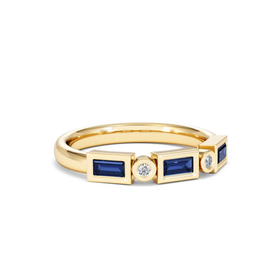 Forme 0.48ct Baguette Cut Lab Sapphire 5 Stones Ring in 18K Gold Vermeil