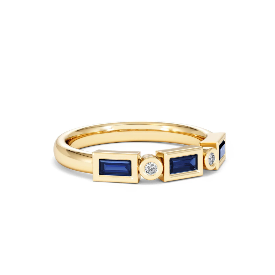 Forme 0.48ct Baguette Cut Lab Sapphire 5 Stones Ring in 18K Gold Vermeil