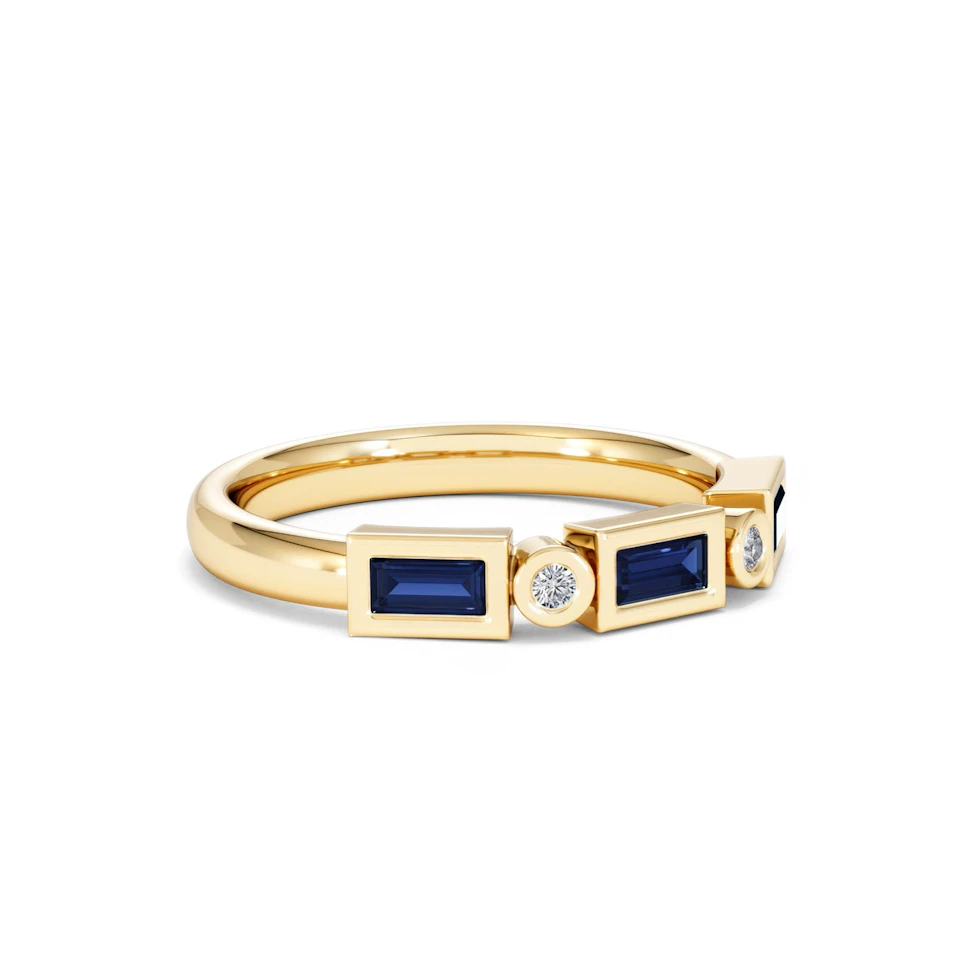 Forme 0.48ct Baguette Cut Lab Sapphire 5 Stones Ring in 18K Gold Vermeil
