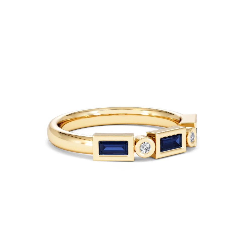 Forme 0.48ct Baguette Cut Lab Sapphire 5 Stones Ring in 18K Gold Vermeil