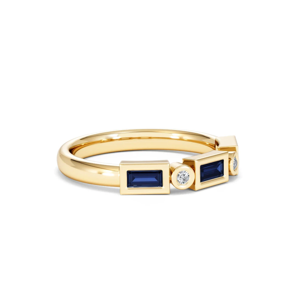 Forme 0.48ct Baguette Cut Lab Sapphire 5 Stones Ring in 18K Gold Vermeil