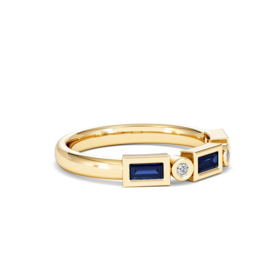 Forme 0.48ct Baguette Cut Lab Sapphire 5 Stones Ring in 18K Gold Vermeil