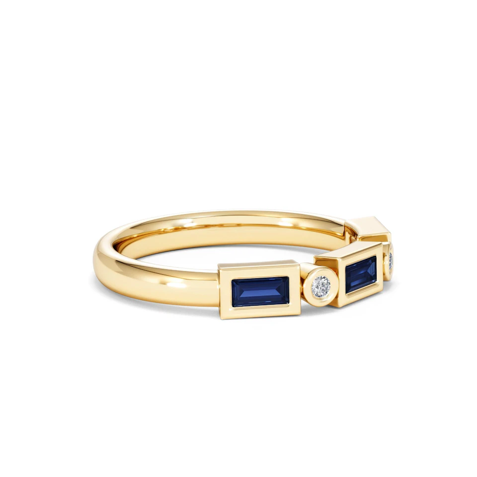 Forme 0.48ct Baguette Cut Lab Sapphire 5 Stones Ring in 18K Gold Vermeil