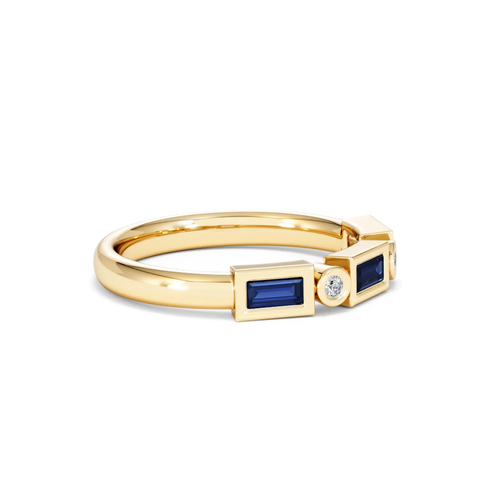Forme 0.48ct Baguette Cut Lab Sapphire 5 Stones Ring in 18K Gold Vermeil