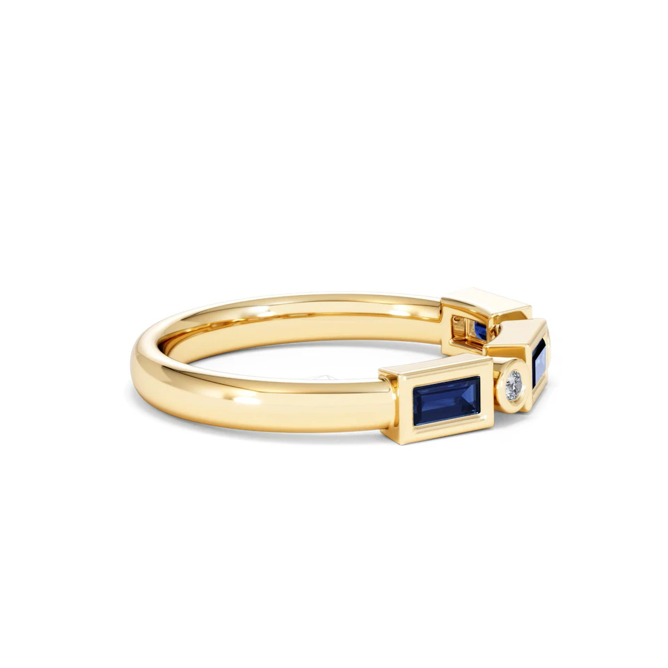 Forme 0.48ct Baguette Cut Lab Sapphire 5 Stones Ring in 18K Gold Vermeil