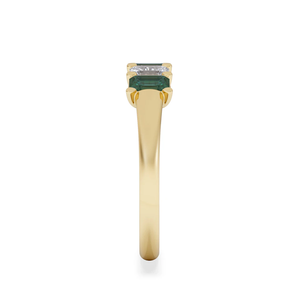 Solene 0.75ct Emerald Cut Lab Emerald and Lab Diamond Half Eternity Ring in 18K Yellow Gold