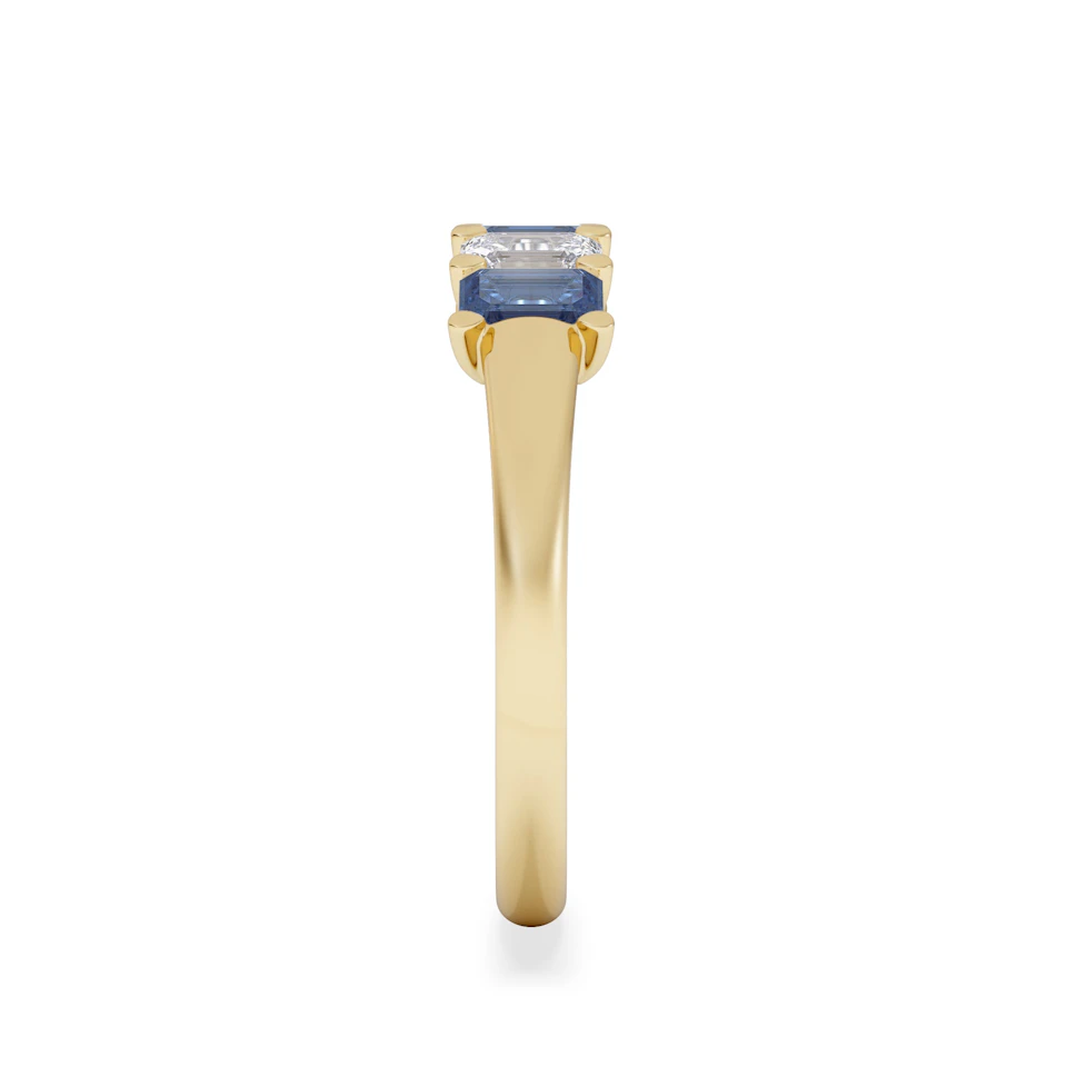 Solene 0.75ct Emerald Cut Lab Sapphire and Lab Diamond Half Band Eternity Ring in 18K Yellow Gold