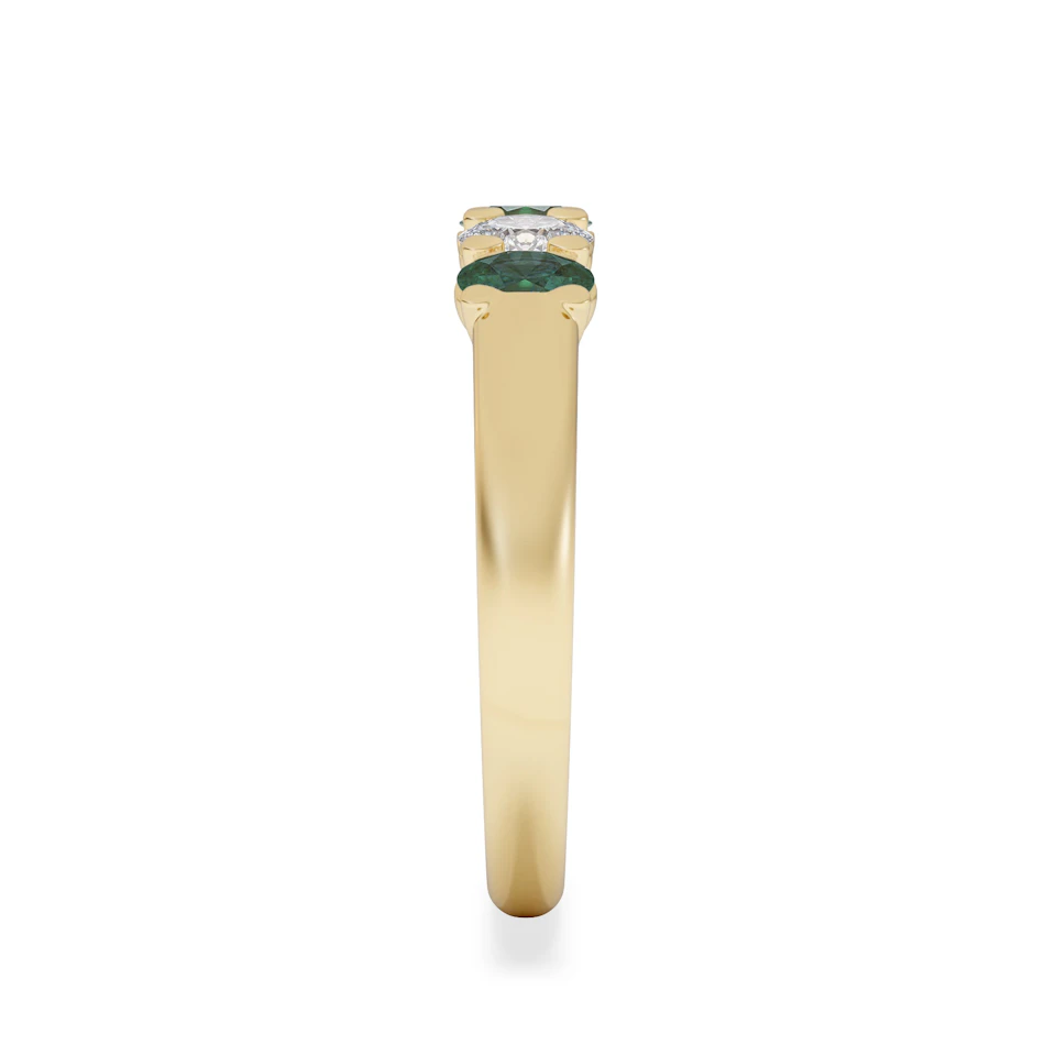 Solene 0.75ct Oval Cut Lab Emerald and Lab Diamond Half Band Eternity Ring in 18K Yellow Gold