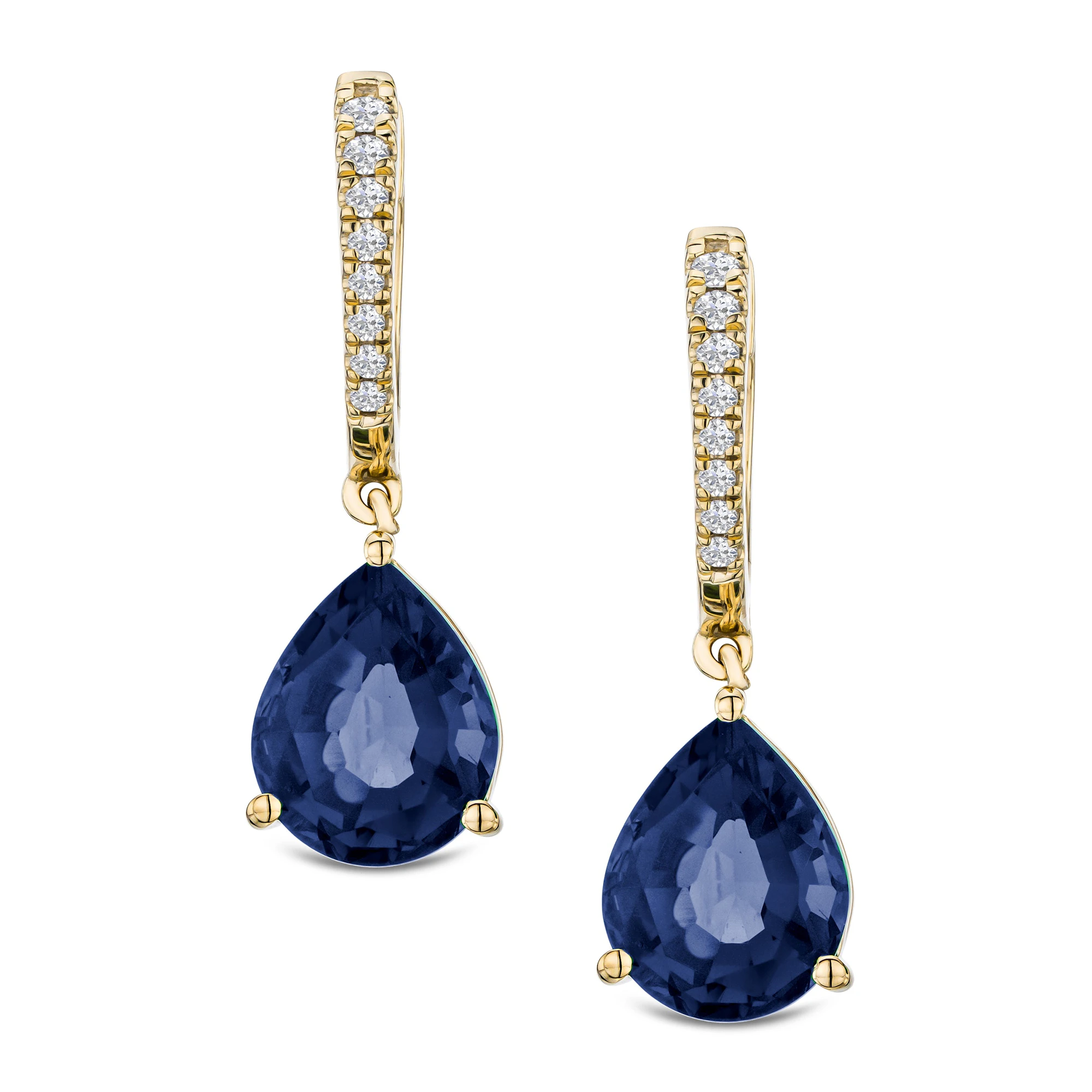 Astra 6.50ct Lab Sapphire and Diamond Drop Pear Cut Earrings in 18K Gold Vermeil
