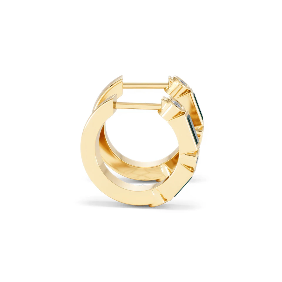 Forme 0.52ct Baguette Cut Lab Emerald  Huggie Earrings in 18K Gold Vermeil