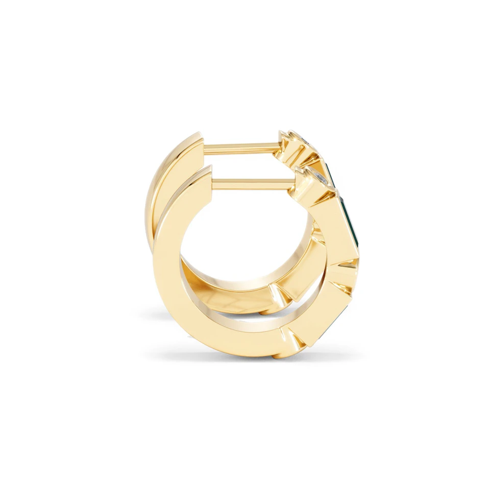 Forme 0.52ct Baguette Cut Lab Emerald  Huggie Earrings in 18K Gold Vermeil