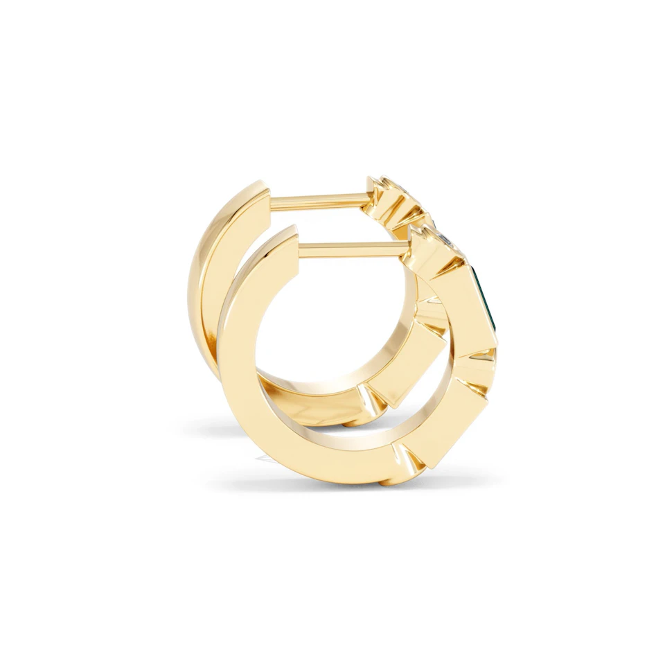 Forme 0.52ct Baguette Cut Lab Emerald  Huggie Earrings in 18K Gold Vermeil