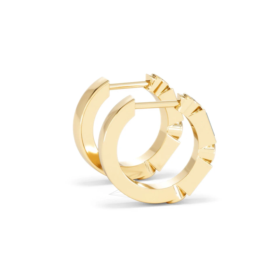 Forme 0.52ct Baguette Cut Lab Emerald  Huggie Earrings in 18K Gold Vermeil