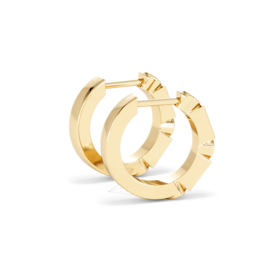 Forme 0.52ct Baguette Cut Lab Emerald  Huggie Earrings in 18K Gold Vermeil