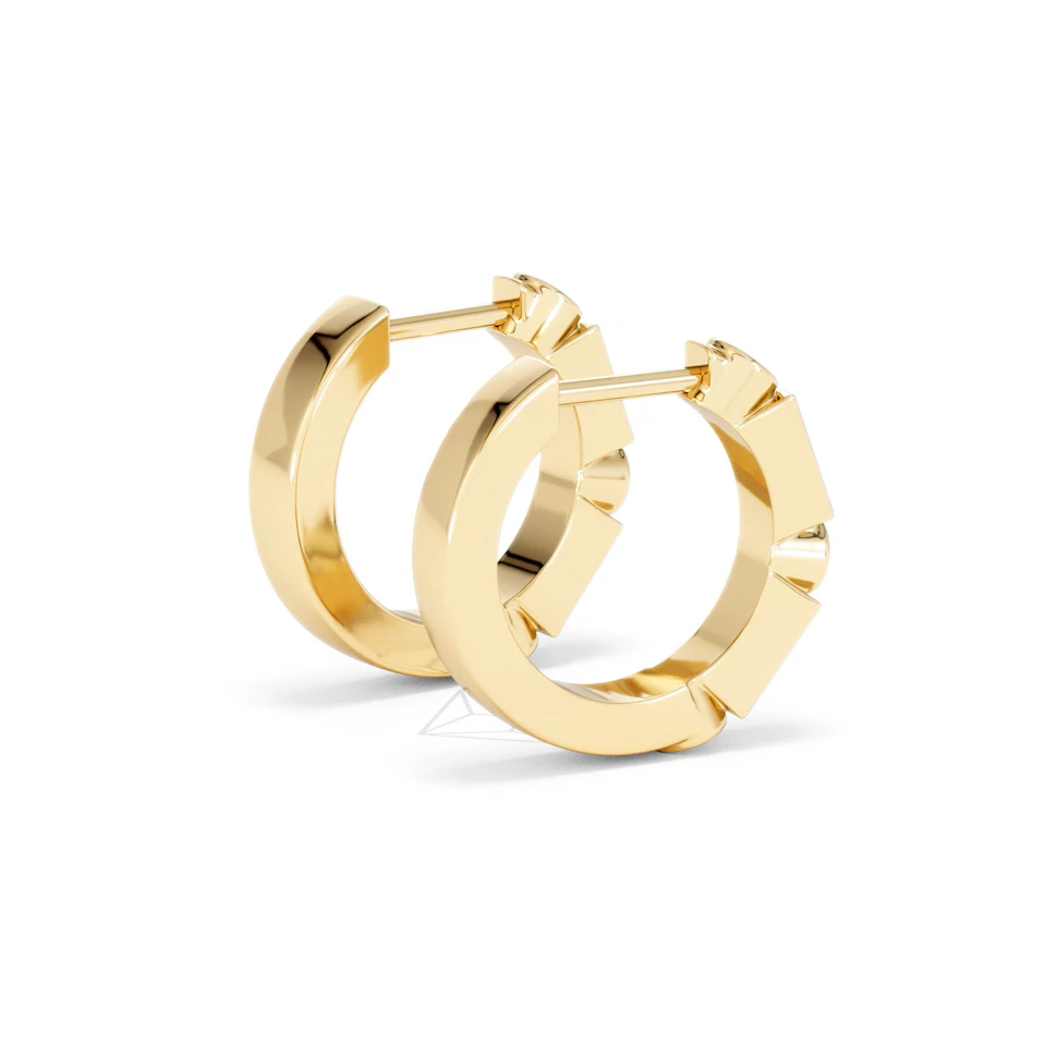 Forme 0.52ct Baguette Cut Lab Emerald  Huggie Earrings in 18K Gold Vermeil