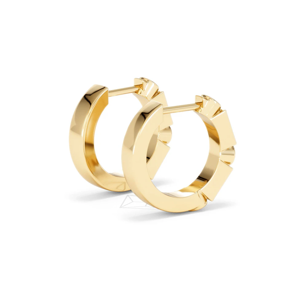 Forme 0.52ct Baguette Cut Lab Emerald  Huggie Earrings in 18K Gold Vermeil