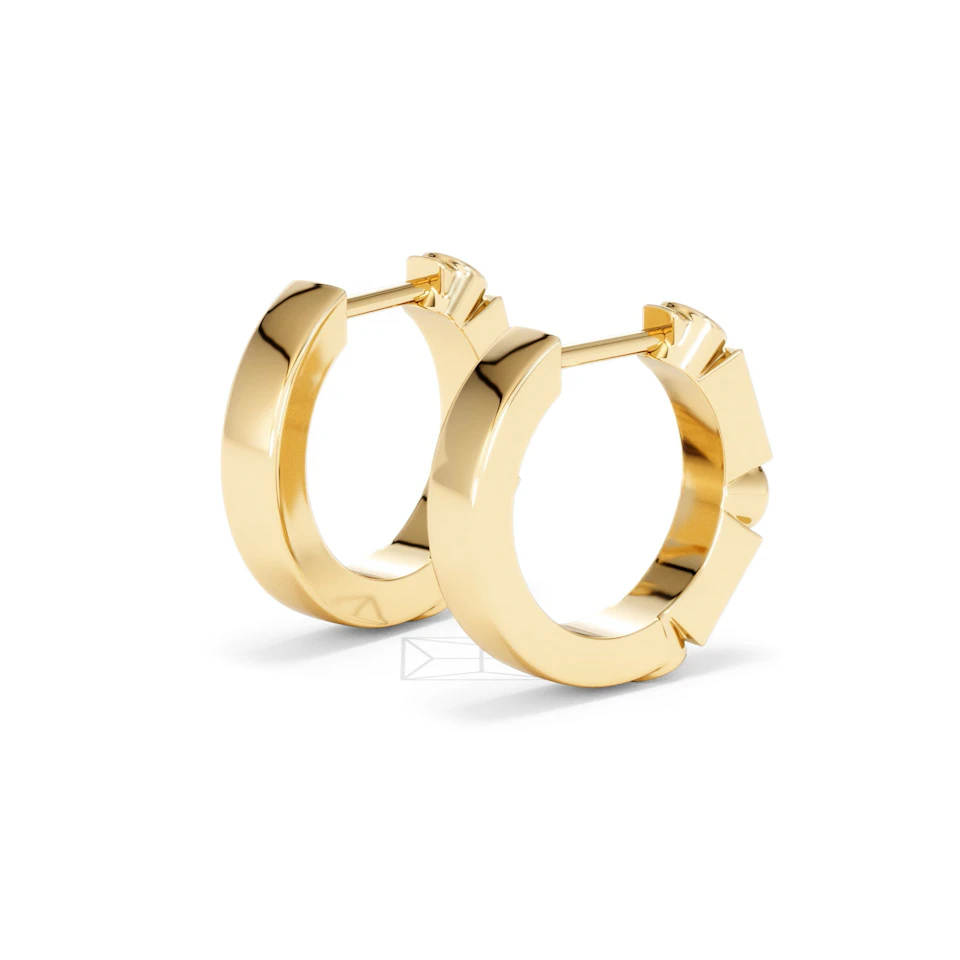 Forme 0.52ct Baguette Cut Lab Emerald  Huggie Earrings in 18K Gold Vermeil