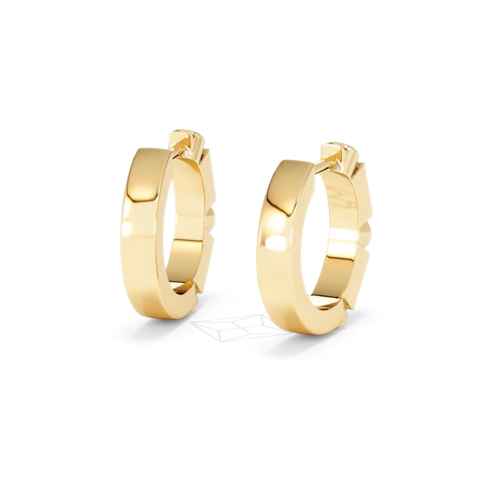 Forme 0.52ct Baguette Cut Lab Emerald  Huggie Earrings in 18K Gold Vermeil