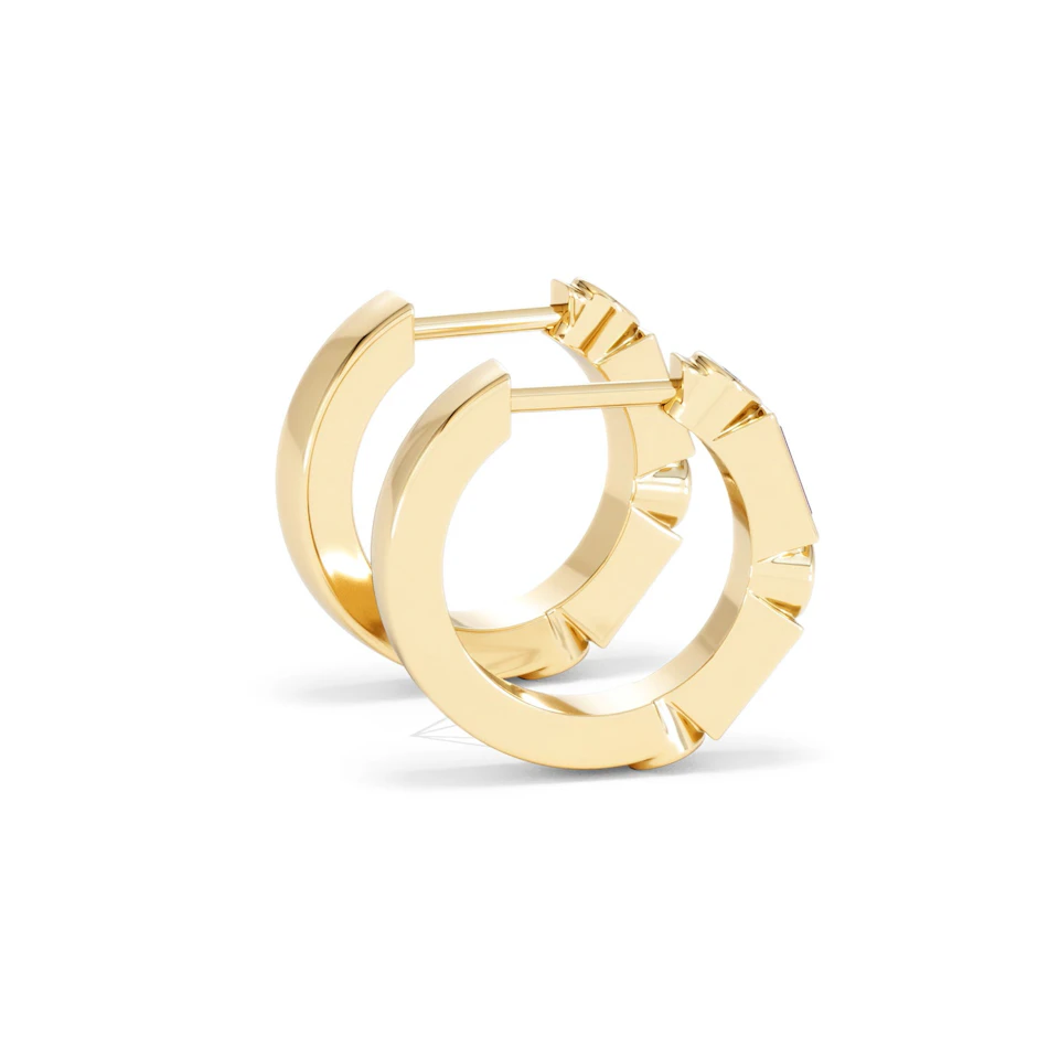 Forme 0.52ct Baguette Cut Lab Ruby Huggie Earrings in 18K Gold Vermeil