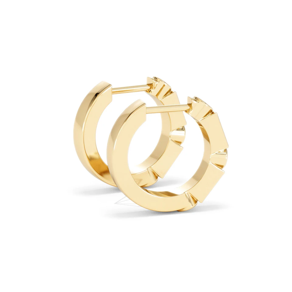 Forme 0.52ct Baguette Cut Lab Ruby Huggie Earrings in 18K Gold Vermeil