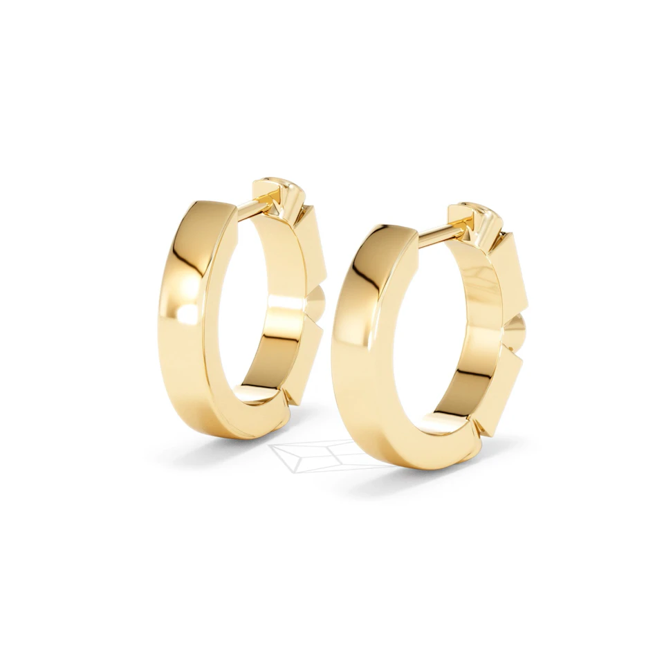 Forme 0.52ct Baguette Cut Lab Ruby Huggie Earrings in 18K Gold Vermeil
