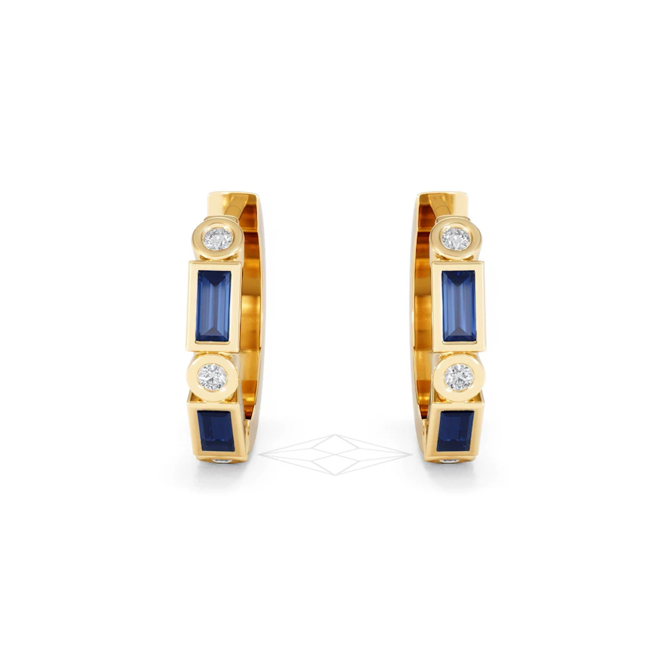 Forme 0.52ct Baguette Cut Lab Sapphire Huggie Earrings in 18K Gold Vermeil