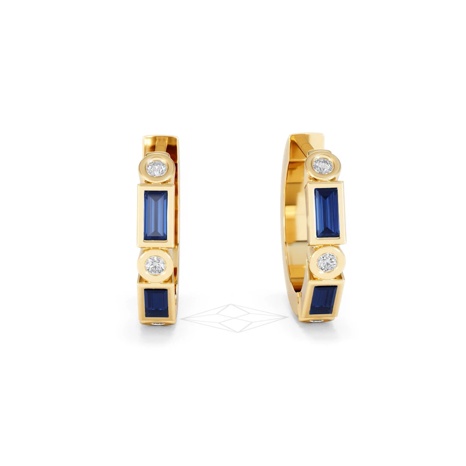 Forme 0.52ct Baguette Cut Lab Sapphire Huggie Earrings in 18K Gold Vermeil