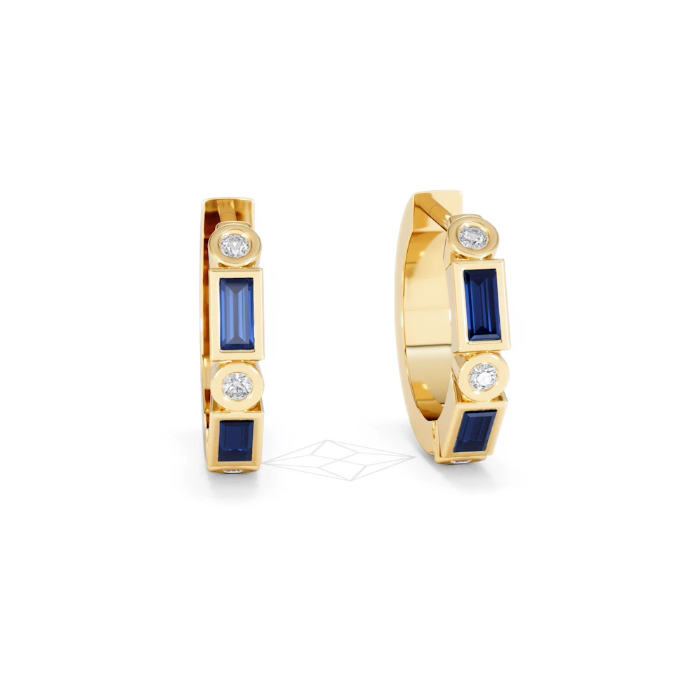 Forme 0.52ct Baguette Cut Lab Sapphire Huggie Earrings in 18K Gold Vermeil