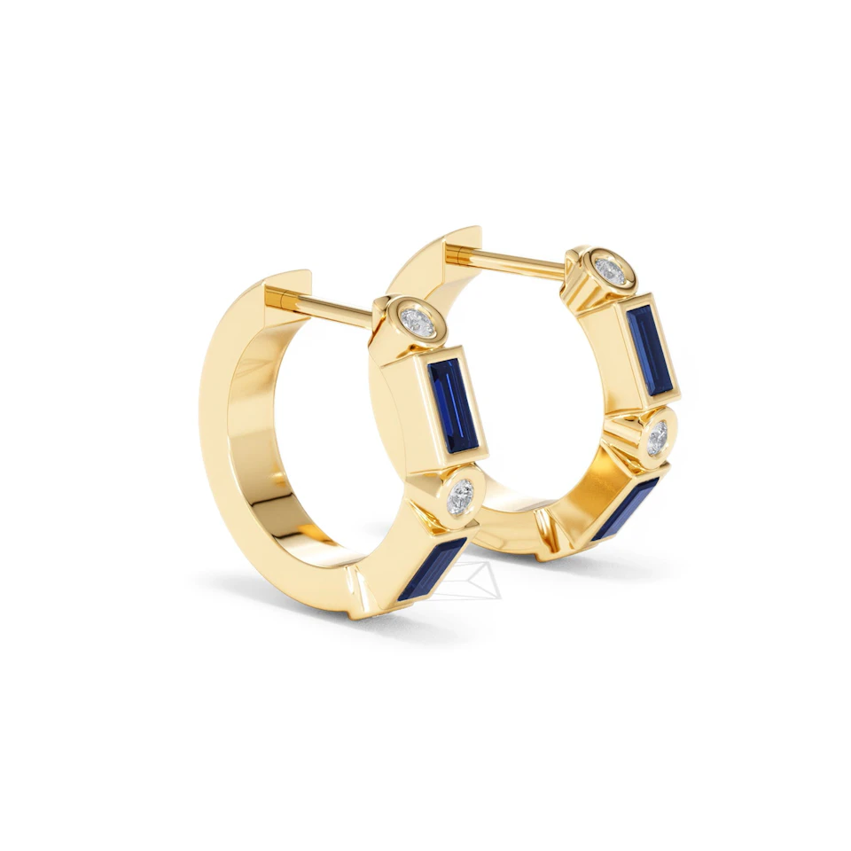 Forme 0.52ct Baguette Cut Lab Sapphire Huggie Earrings in 18K Gold Vermeil