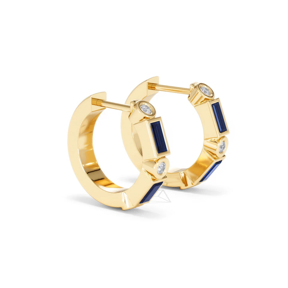 Forme 0.52ct Baguette Cut Lab Sapphire Huggie Earrings in 18K Gold Vermeil