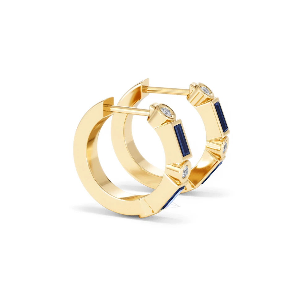 Forme 0.52ct Baguette Cut Lab Sapphire Huggie Earrings in 18K Gold Vermeil