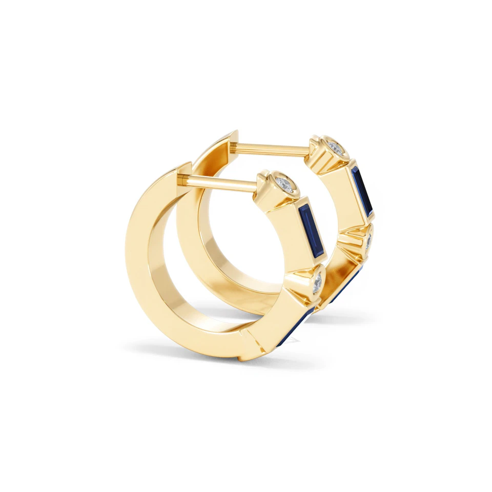 Forme 0.52ct Baguette Cut Lab Sapphire Huggie Earrings in 18K Gold Vermeil