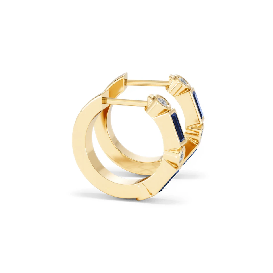 Forme 0.52ct Baguette Cut Lab Sapphire Huggie Earrings in 18K Gold Vermeil