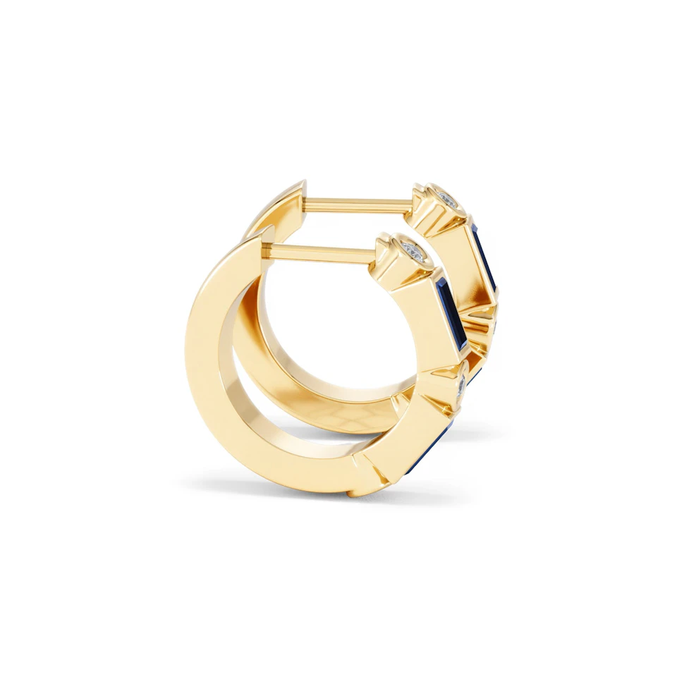 Forme 0.52ct Baguette Cut Lab Sapphire Huggie Earrings in 18K Gold Vermeil