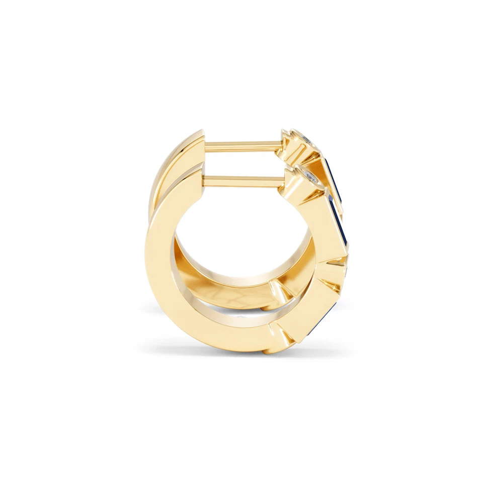 Forme 0.52ct Baguette Cut Lab Sapphire Huggie Earrings in 18K Gold Vermeil