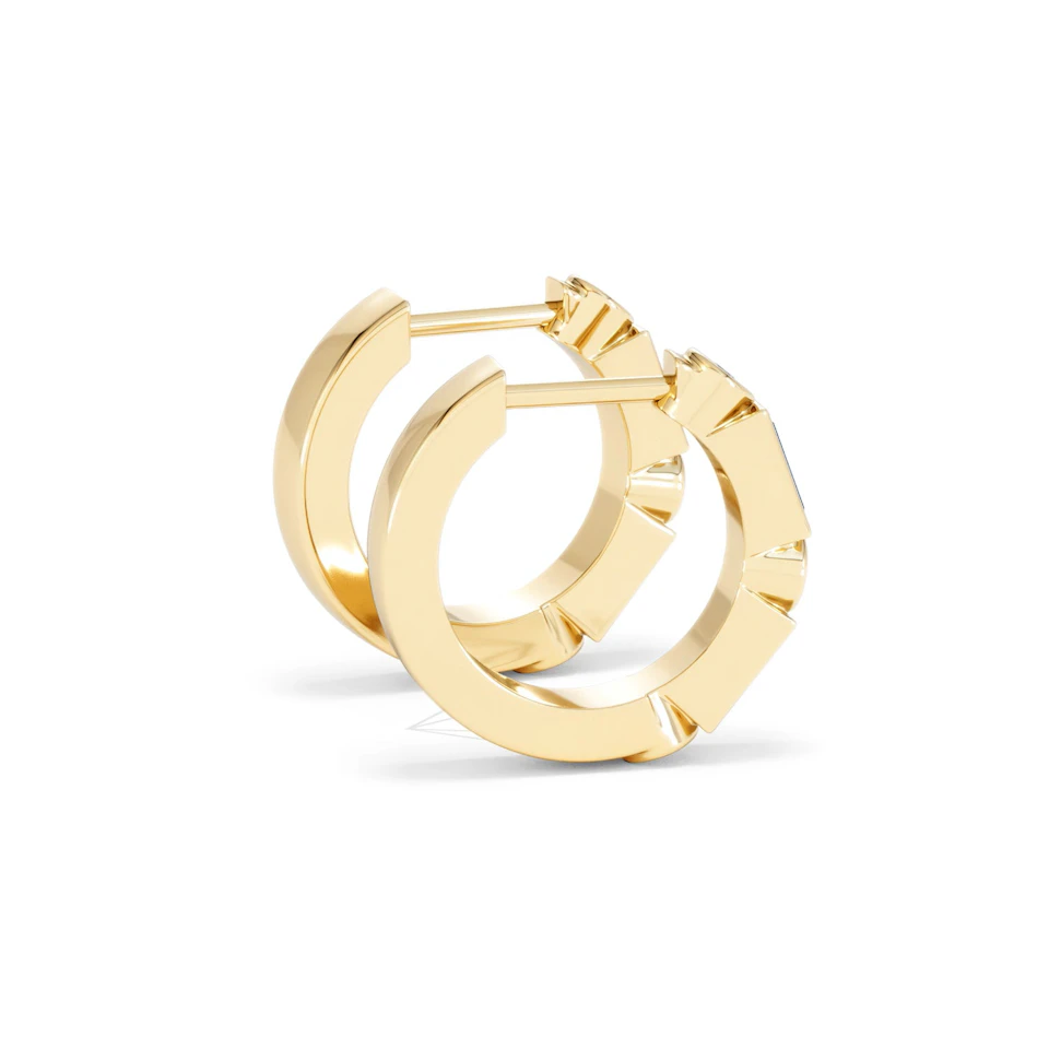 Forme 0.52ct Baguette Cut Lab Sapphire Huggie Earrings in 18K Gold Vermeil