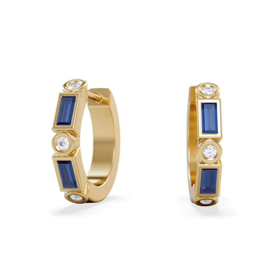 Forme 0.52ct Baguette Cut Lab Sapphire Huggie Earrings in 18K Gold Vermeil