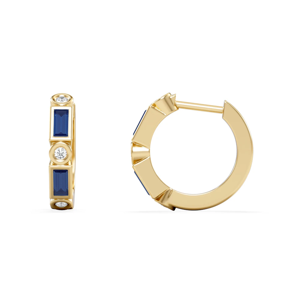 Forme 0.52ct Baguette Cut Lab Sapphire Huggie Earrings in 18K Gold Vermeil