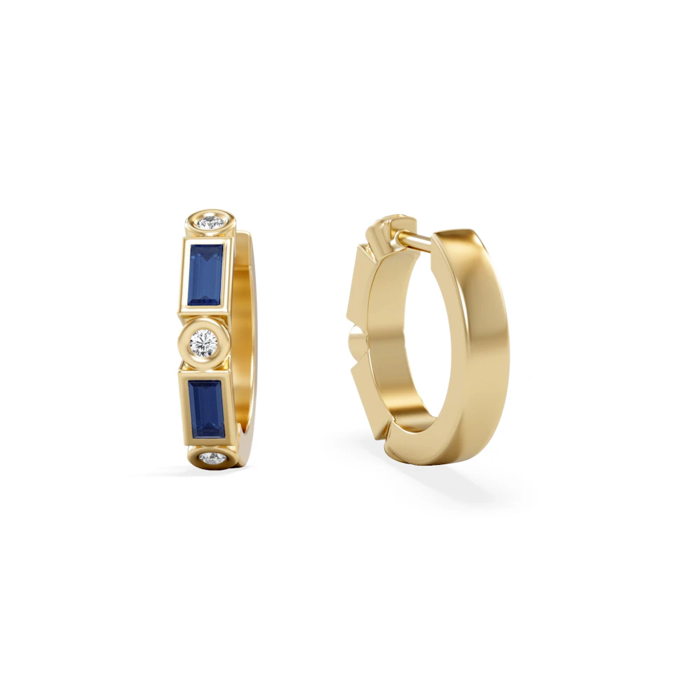 Forme 0.52ct Baguette Cut Lab Sapphire Huggie Earrings in 18K Gold Vermeil