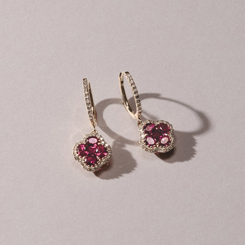 Alegria Lab Ruby Earrings 1.70ct in 18k Gold Vermeil