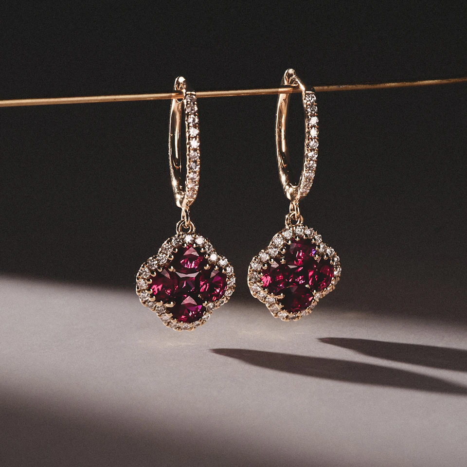 Alegria Lab Ruby Earrings 1.70ct in 18k Gold Vermeil