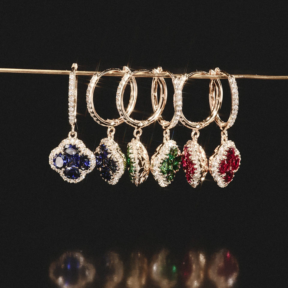 Alegria 2.05ct Emerald and Lab Diamond Earrings in 9K Yellow Gold