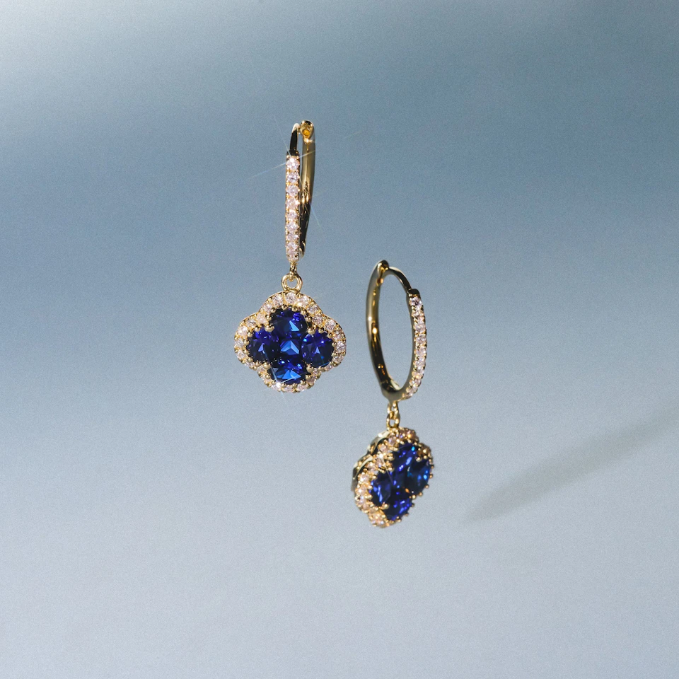 Alegria Lab Sapphire Earrings 2.00ct in 18k Gold Vermeil