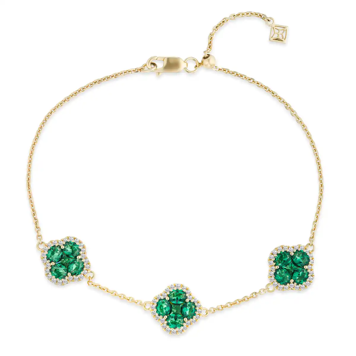 Alegria 3 Clover Lab Emerald Bracelet 2.25ct in 18k Gold Vermeil