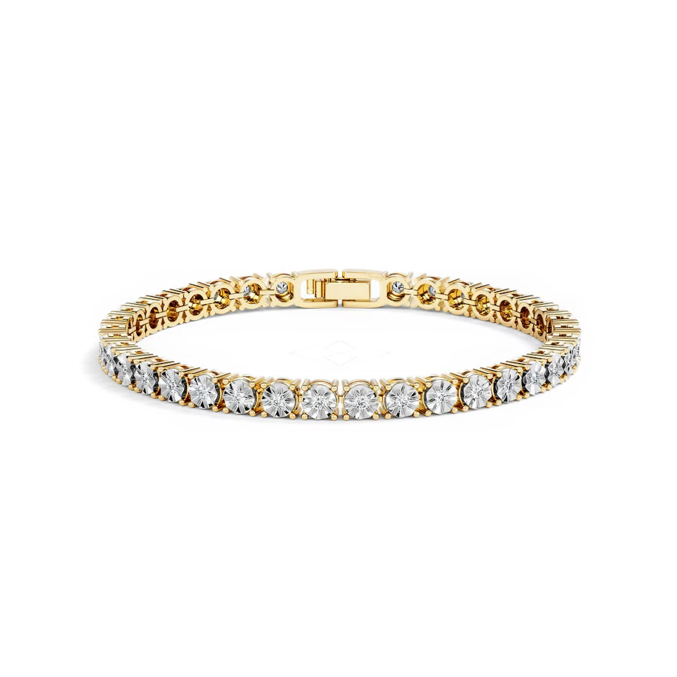 Mens Lab Diamond 1.00ct Tennis Bracelet in 18K Gold Vermeil