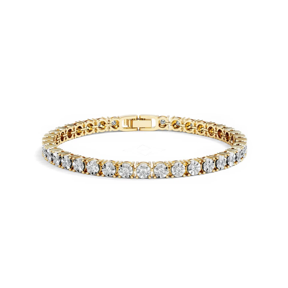Mens Lab Diamond 1.00ct Tennis Bracelet in 18K Gold Vermeil