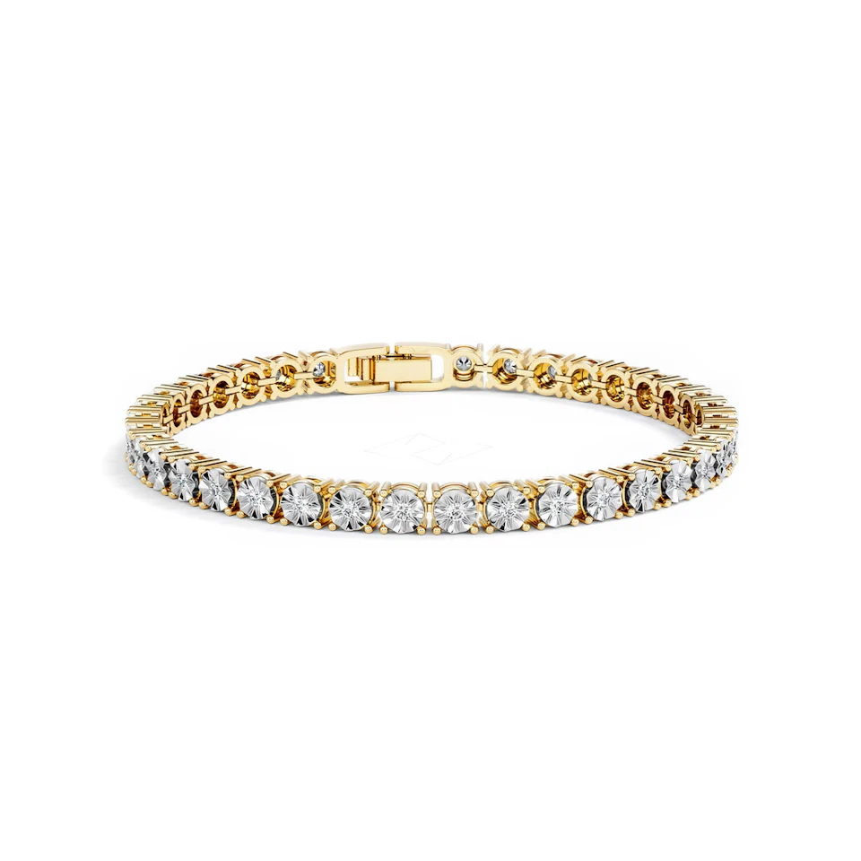 Mens Lab Diamond 1.00ct Tennis Bracelet in 18K Gold Vermeil