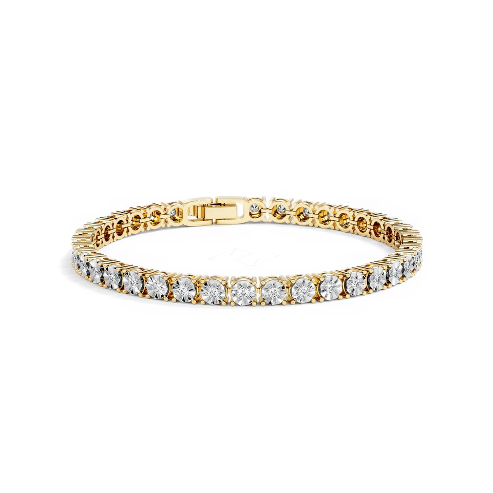 Mens Lab Diamond 1.00ct Tennis Bracelet in 18K Gold Vermeil