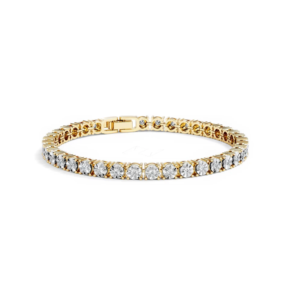Mens Lab Diamond 1.00ct Tennis Bracelet in 18K Gold Vermeil